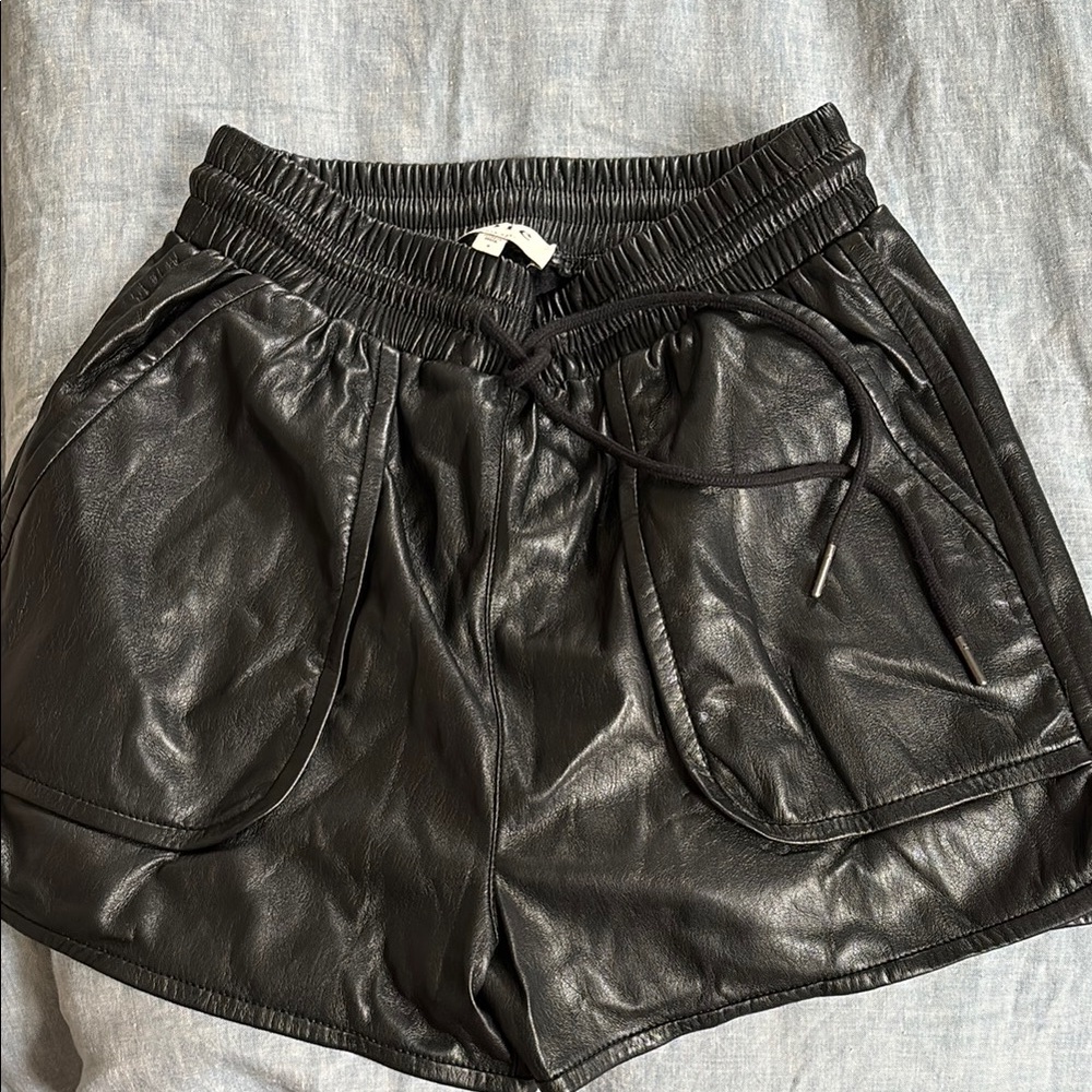Black Leather Women's Shorts